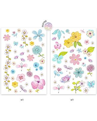 Djeco Removable Tattoos for Kids - Fair Flowers of the Fields - FSC Certified Paper Children's Tattoos