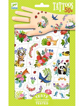 Djeco Removable Tattoos for Kids - Happy Spring - Dermatologically Tested Children's Tattoos