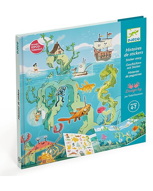 Djeco Repositionable Stickers with 2 Scenes - Adventures at sea - 4+ years Stickers & Stamps Sets