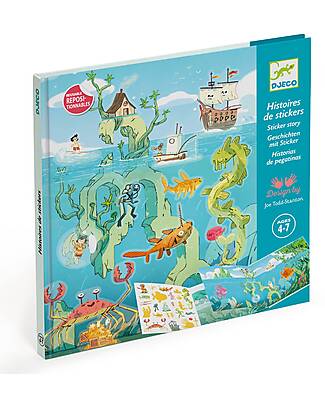 Djeco Repositionable Stickers with 2 Scenes - Adventures at sea - 4+ years Stickers & Stamps Sets