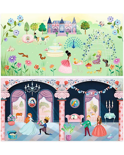 Djeco Repositionable Stickers with 2 Scenes - Life in the Castle - 4+ years Stickers & Stamps Sets