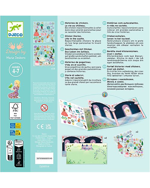 Djeco Repositionable Stickers with 2 Scenes - Life in the Castle - 4+ years Stickers & Stamps Sets