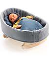 Djeco Rocking Cradle for Pomea Doll in Cotton - 39x20x27cm - Includes Pillow and Blanket Dolls Accessories
