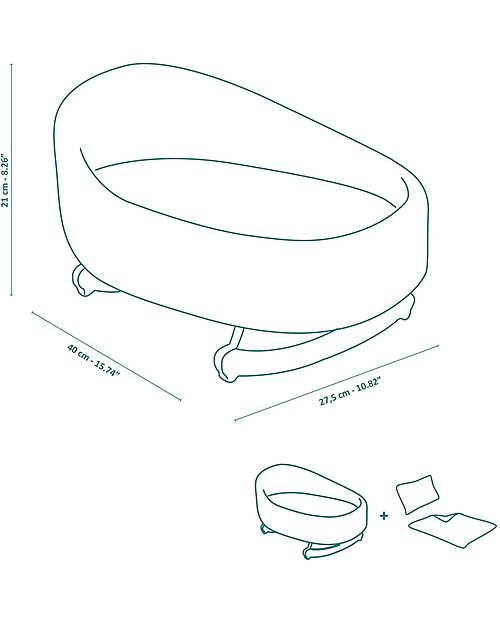 Djeco Rocking Cradle for Pomea Doll in Cotton - 39x20x27cm - Includes Pillow and Blanket Dolls Accessories