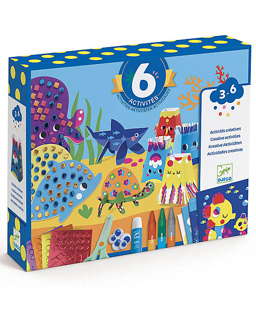 Djeco Seaside Delight Activity Set - Collage + Colouring + Mosaic Creative Toys