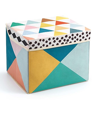 Djeco Seat Toy Box, Geometry - Non Woven Fabric Toy Storage Boxes