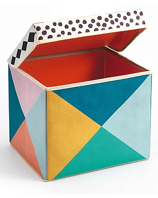 Djeco Seat Toy Box, Geometry - Non Woven Fabric Toy Storage Boxes