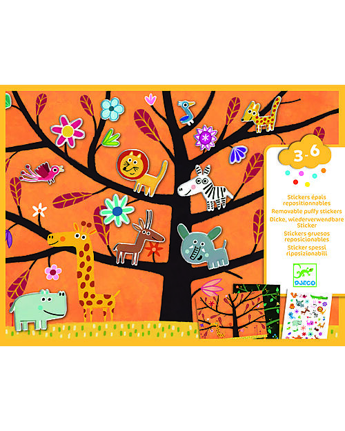 Djeco Set of Puffy Stickers - Off-ground tag! - Small Gifts For Little Ones - from 3 years Stickers & Stamps Sets