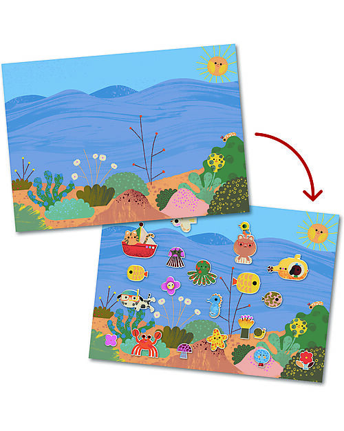 Djeco Set of Puffy Stickers - Summertime - Small Gifts For Little Ones - from 3 years Stickers & Stamps Sets