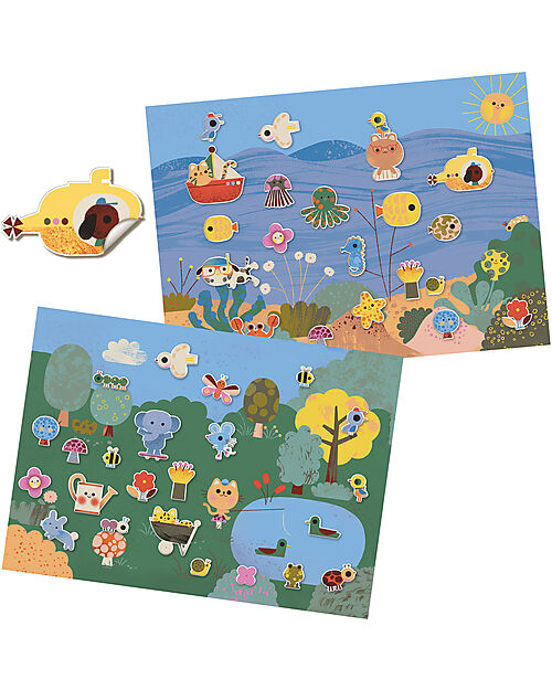 Djeco Set of Puffy Stickers - Summertime - Small Gifts For Little Ones - from 3 years Stickers & Stamps Sets