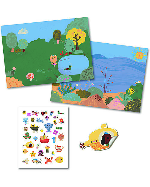Djeco Set of Puffy Stickers - Summertime - Small Gifts For Little Ones - from 3 years Stickers & Stamps Sets