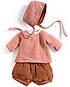 Djeco Shorts Shirt and Hat for Pomea Doll - Peach - Easy to Wear Dolls Accessories