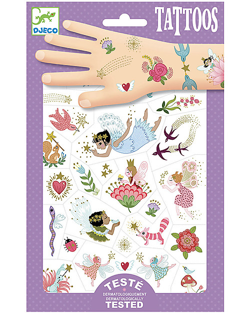 Djeco Temporary Tattoos Fairy Friends - Dermatologically Tested Children's Tattoos