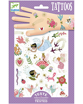 Djeco Temporary Tattoos Fairy Friends - Dermatologically Tested Tattoos
