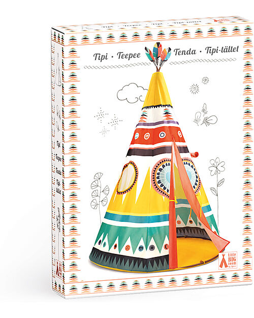 Djeco Tipi Tent, Colorful - 110 x 164 cm Tepees & Tents