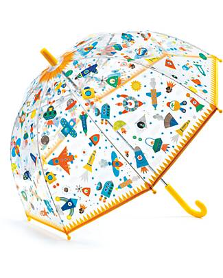 Djeco Transparent Umbrella with Safety System - Space Design Umbrellas