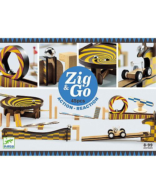 Djeco Wooden Creative Toy Zig&Go 45 pieces - Action Reaction Montessori Toys