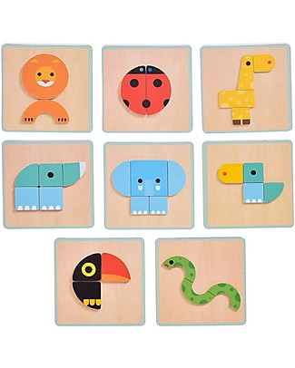 Djeco Wooden Magnetic Puzzle GeoBasic - Figures to Create Animals Puzzles