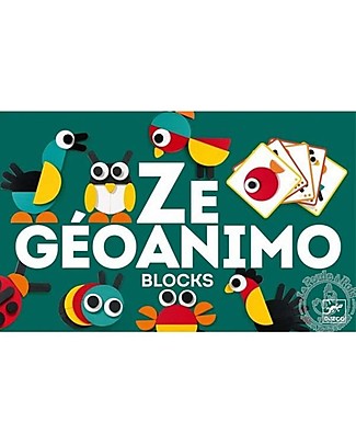 Djeco Wooden Puzzle ZeGeoAnimo - Figures to Create Animals Wooden Stacking Toys