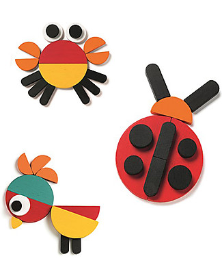 Djeco Wooden Puzzle ZeGeoAnimo - Figures to Create Animals Wooden Stacking Toys