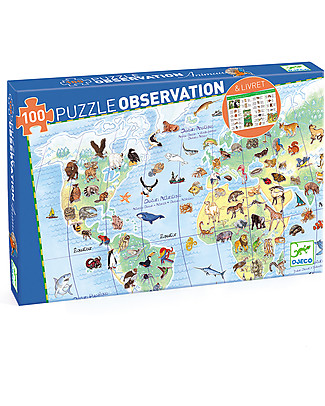Djeco World's Animals Puzzle + Booklet - 100 pieces Puzzles