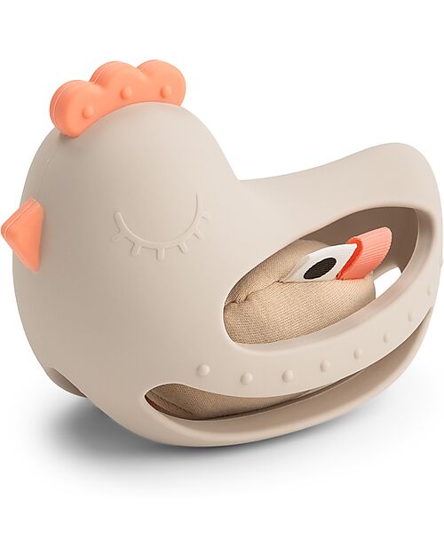 Done By Deer 2-in-1 Multisensory Toy - Teether & Rattle - Clucky - Sand - 3m+ Teethers