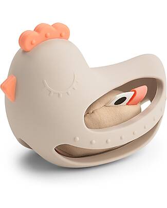 Done By Deer 2-in-1 Multisensory Toy - Teether & Rattle - Clucky - Sand - 3m+ Teethers