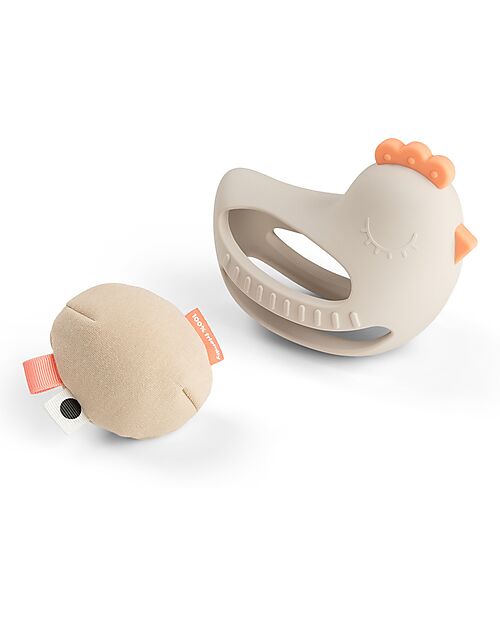 Done By Deer 2-in-1 Multisensory Toy - Teether & Rattle - Clucky - Sand - 3m+ Teethers