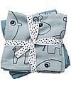 Done By Deer 2-Pack Burp Cloth Contour - Blue - 70x70 cm - 100% cotton Burpy Bibs
