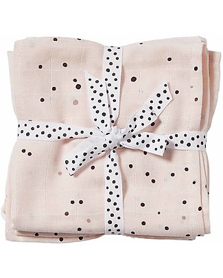 Done By Deer 2-Pack Burp Cloth Dreamy Dots, Powder - 70x70 cm - 100% cotton Burpy Bibs