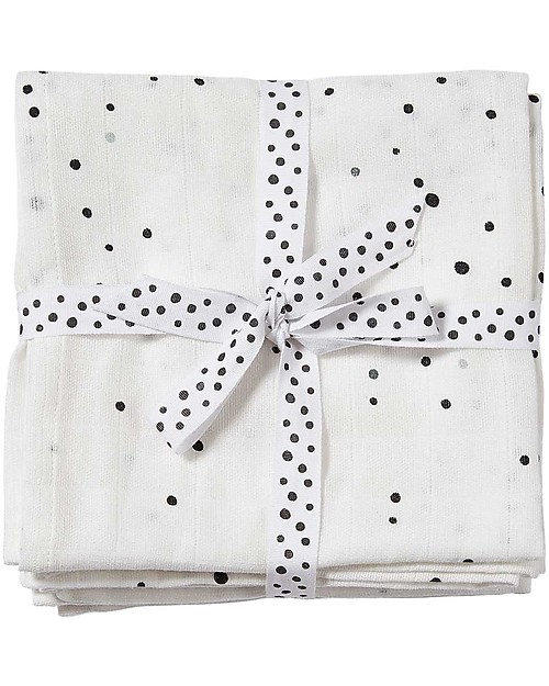Done By Deer 2-Pack Burp Cloth Dreamy Dots, White - 70x70 cm - 100% cotton Burpy Bibs