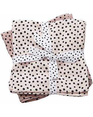 Done By Deer 2-Pack Burp Cloth Happy Dots, Powder - 70x70 cm - 100% cotton Burpy Bibs