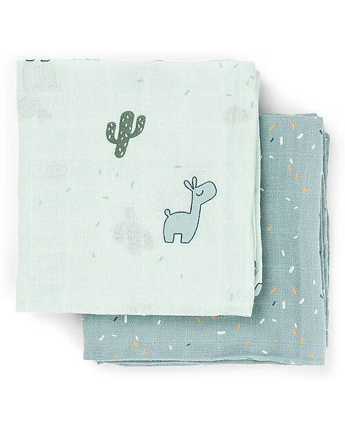 Done By Deer 2-Pack Burp Cloth - Lalee - Blue - 65x65 cm - 100% cotton Snap Bibs