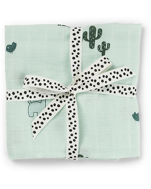 Done By Deer 2-Pack Burp Cloth - Lalee - Blue - 65x65 cm - 100% cotton Snap Bibs