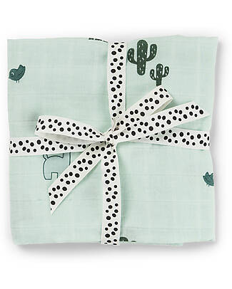 Done By Deer 2-Pack Burp Cloth - Lalee - Blue - 65x65 cm - 100% cotton Snap Bibs