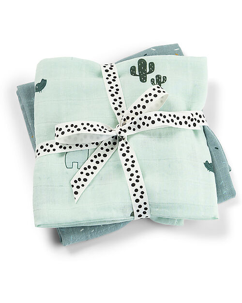 Done By Deer 2-Pack Burp Cloth - Lalee - Blue - 65x65 cm - 100% cotton Snap Bibs