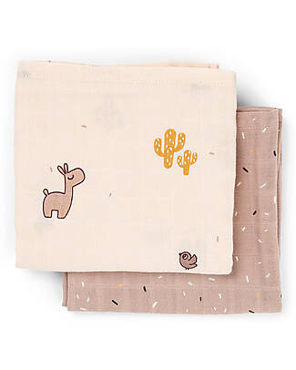 Done By Deer 2-Pack Burp Cloth - Lalee - Powder - 65x65 cm - 100% cotton Snap Bibs