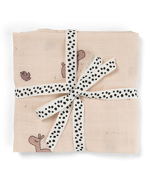 Done By Deer 2-Pack Burp Cloth - Lalee - Powder - 65x65 cm - 100% cotton Snap Bibs