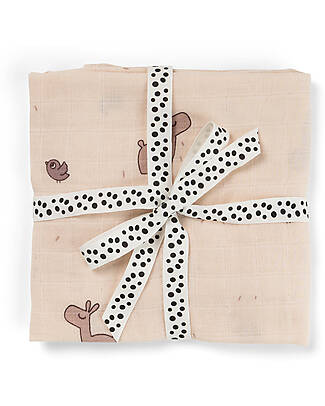 Done By Deer 2-Pack Burp Cloth - Lalee - Powder - 65x65 cm - 100% cotton Snap Bibs
