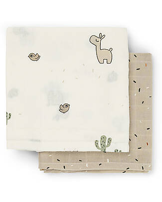 Done By Deer 2-Pack Burp Cloth - Lalee - Sand - 65x65 cm - 100% cotton Snap Bibs