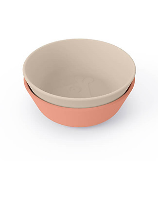Done By Deer 2-Pack Kiddish Bowls - Raffi - Sand/Coral - 100% Recyclable Food-Grade PP Bowls & Plates