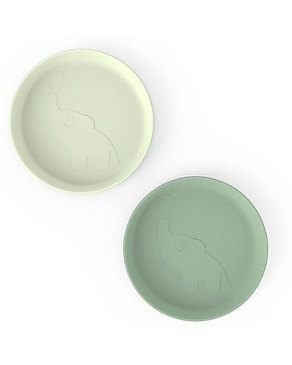 Done By Deer 2-Pack Kiddish Plate - Elphee - Green - 100% Recyclable Melamine-free Bowls & Plates