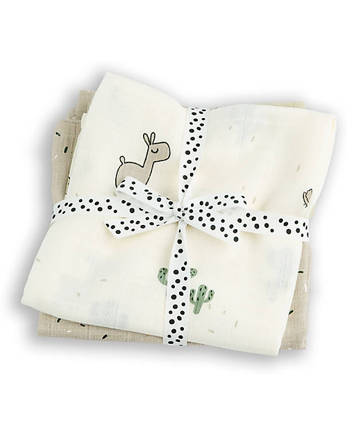 Done By Deer 2-pack Swaddle - Lalee - Sand - 100% Organic Cotton GOTS - Super Useful! Muslin Swaddle