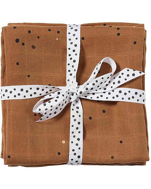 Done By Deer 2-Pack Swaddles Dreamy Dots, Mustard - 120x120 cm - 100% cotton Muslin Swaddle