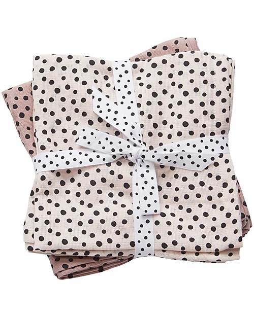 Done By Deer 2-Pack Swaddles Happy Dots, Powder - 120x120 cm - 100% cotton Muslin Swaddle