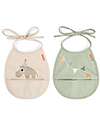 Done By Deer 2-Pack Waterproof Bib - Celebration - Sand - with Pocket Waterproof Bibs