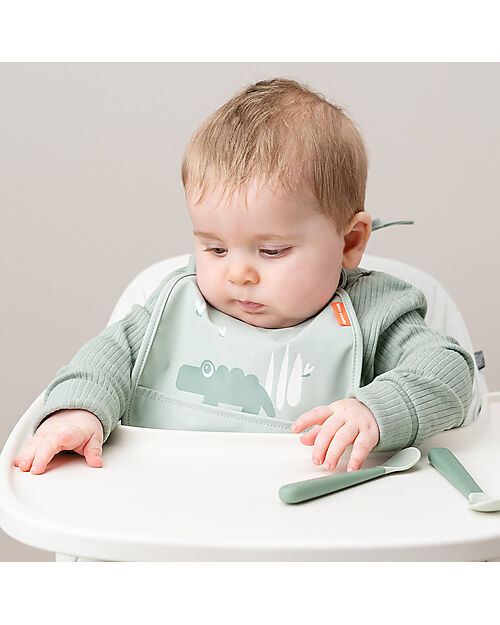 Done By Deer 2-Pack Waterproof Bib - Croco - Green - with Pocket Waterproof Bibs