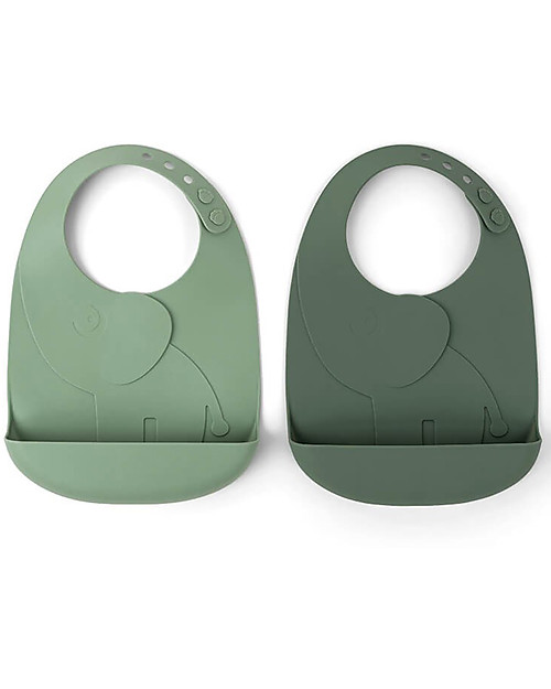 Done By Deer 2-Pack Waterproof Bib with Pocket Elphee - Green Tones Waterproof Bibs