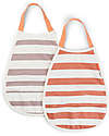 Done By Deer 2-Pack Waterproof Stripes Bib - Papaya and Powder - with Pocket! Waterproof Bibs