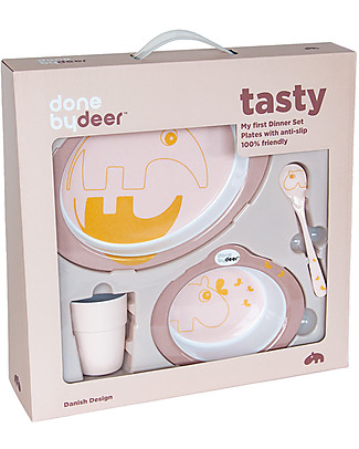 Done By Deer 4 Pieces Dinner Set Contour, Powder/Gold Meal Sets